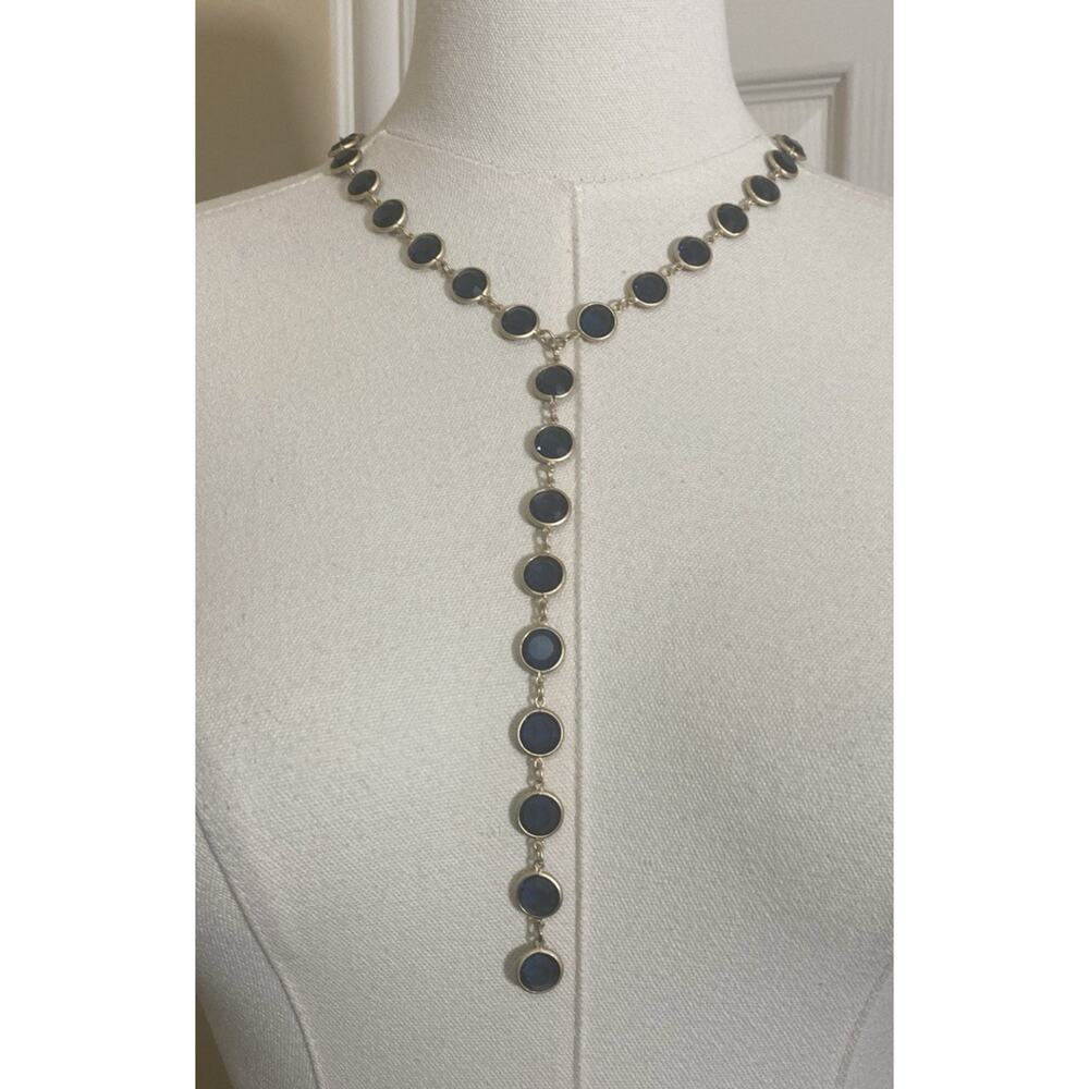 Chicos Blue Circle Setting Statement Necklace - image 1